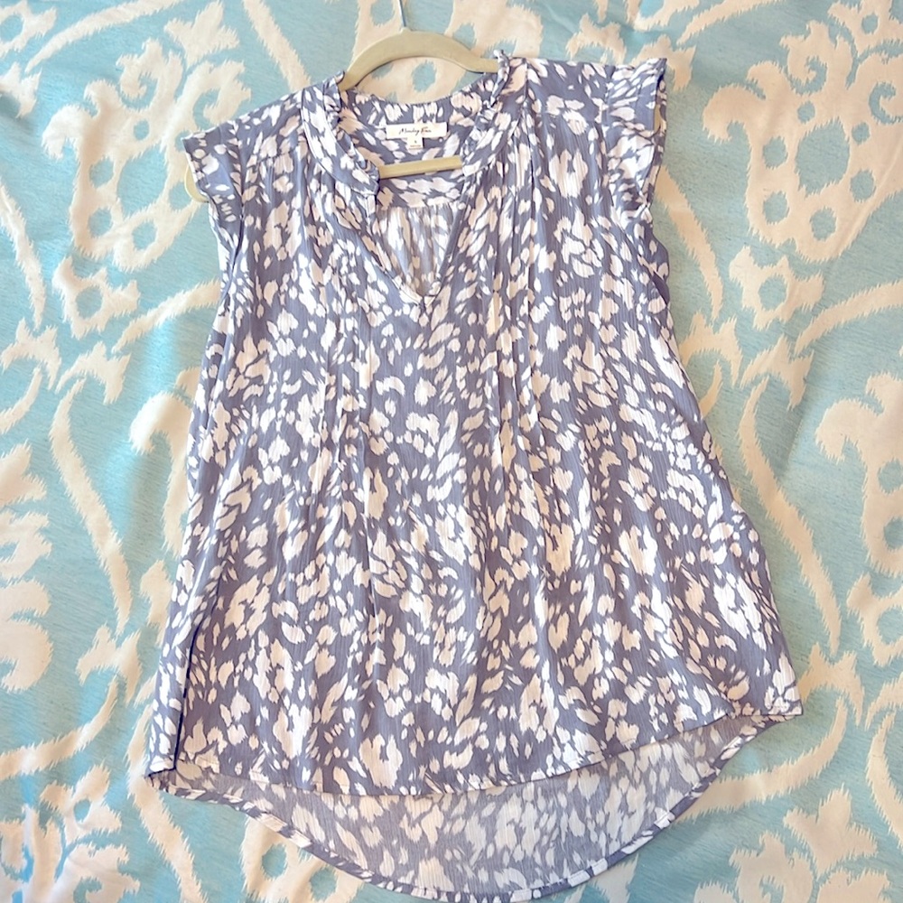 Monday Fun short-sleeve ruffle blouse
